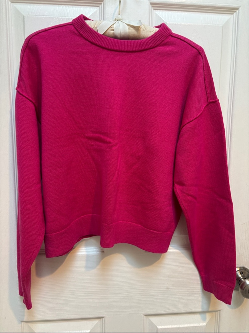 J. Crew Factory Bright Hot Pink Crewneck Sweater